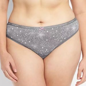 Lane Bryant/ Cacique Cotton Thong - Grey Deco Star